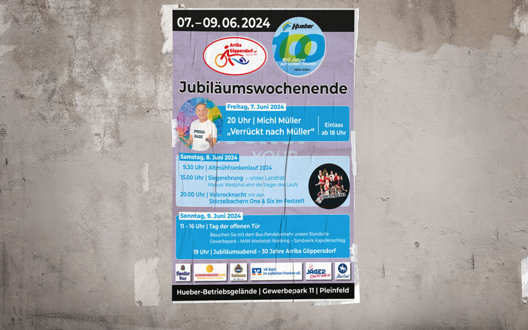 Plakat Jubiläum Hueber Pleinfeld